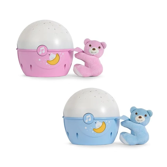Chicco Next2 Stars zenélő projektor és lámpa plüss macival - Rózsaszín