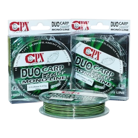 CPX - DUO CARP FEEDER MONO-LINE zsinór - BLACK & GREEN - 300m - 0,20mm