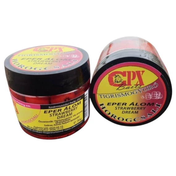 CPX Baits Főtt színezett Large tigrismogyoró horogcsali - Eper Álom - 36 gramm -