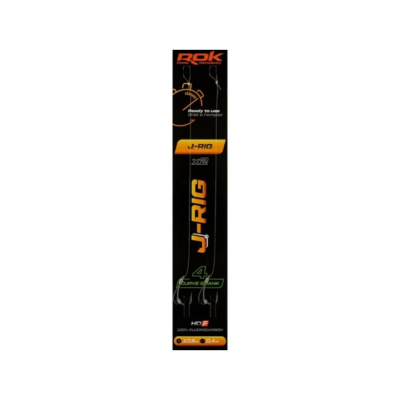 ROK J-RIG Curve Shank - 2db/csomag - előkötött horog - 4 - 0,40mm