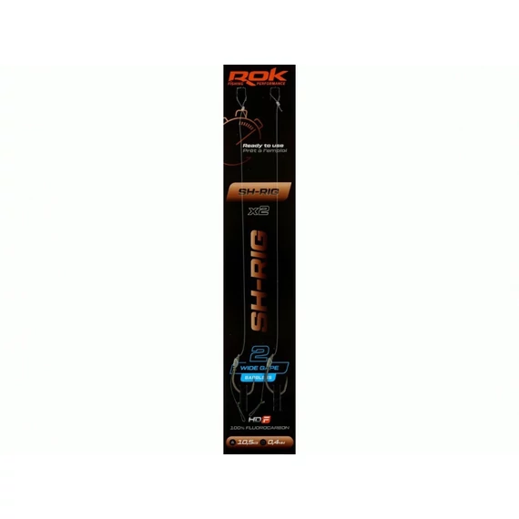 ROK SH-RIG Wide Gape Barbless - 2db/csomag - előkötött szakáll nélküli horog - 2 - 0,40mm