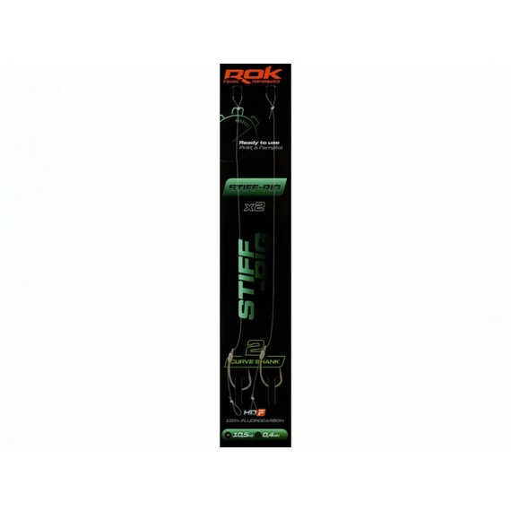 ROK STIFF RIG Curve Shank - 2db/csomag - előkötött horog - 2 - 0,40mm