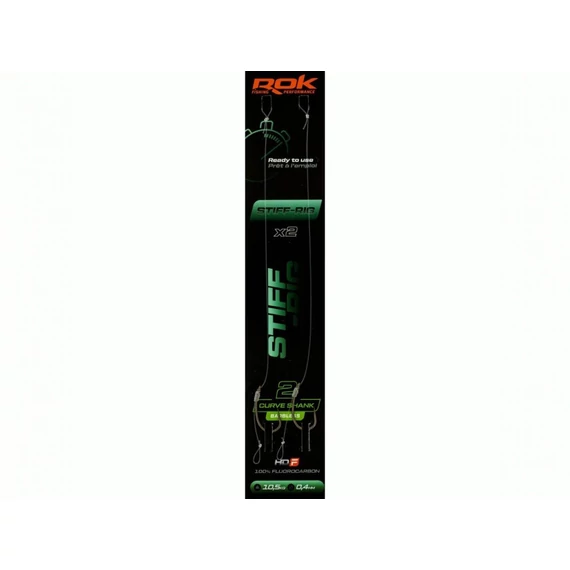 ROK STIFF RIG Curve Shank Barbless - 2db/csomag - előkötött szakáll nélküli horog - 2 - 0,40mm