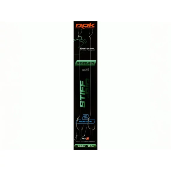 ROK STIFF RIG Wide Gape - 2db/csomag - előkötött horog - 2 - 0,40mm