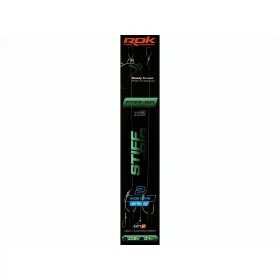 ROK STIFF RIG Wide Gape Barbless - 2db/csomag - előkötött szakáll nélküli horog -  2 - 0,40mm