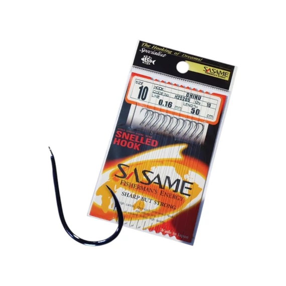 SASAME Chinu lapkás pontyozó, előkötött horog - 80cm - Nickel - 10db/csomag - 2-es 0,22mm zsinórral