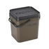 Kép 1/6 - ROK 17 literes Szögletes Csalis vödör + betét + tető szett Square Bait Bucket + Basin Black set - Zöld