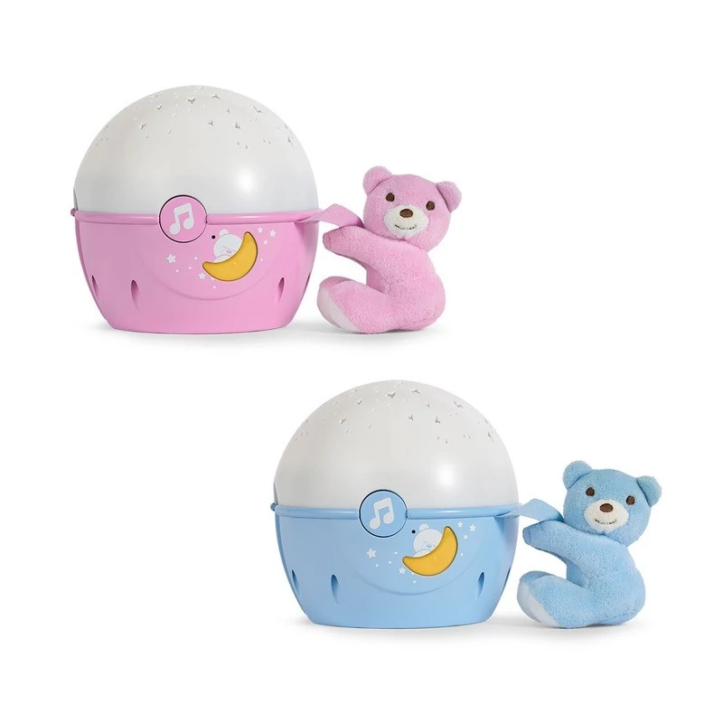 Chicco Next2 Stars zenélő projektor és lámpa plüss macival - Rózsaszín