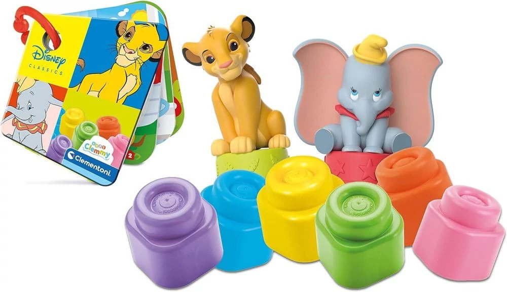 Clementoni-Clemmy Disney puha építőkocka szett 6 db-os + mesekönyv -
