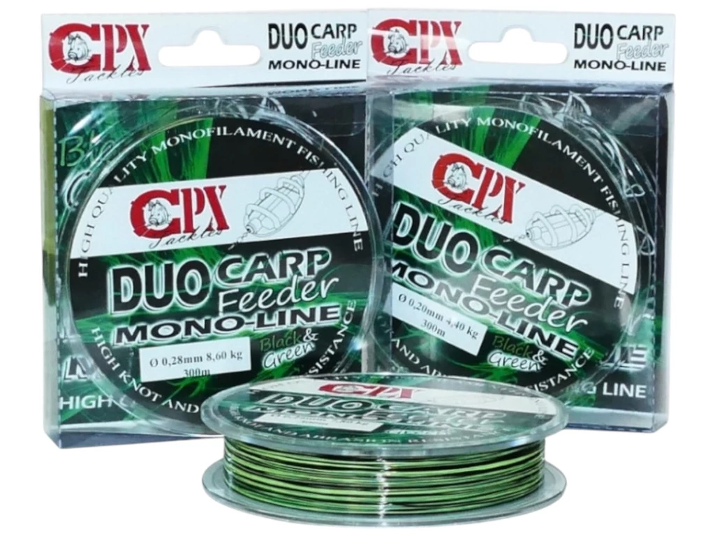 CPX - DUO CARP FEEDER MONO-LINE zsinór - BLACK & GREEN - 300m - 0,20mm