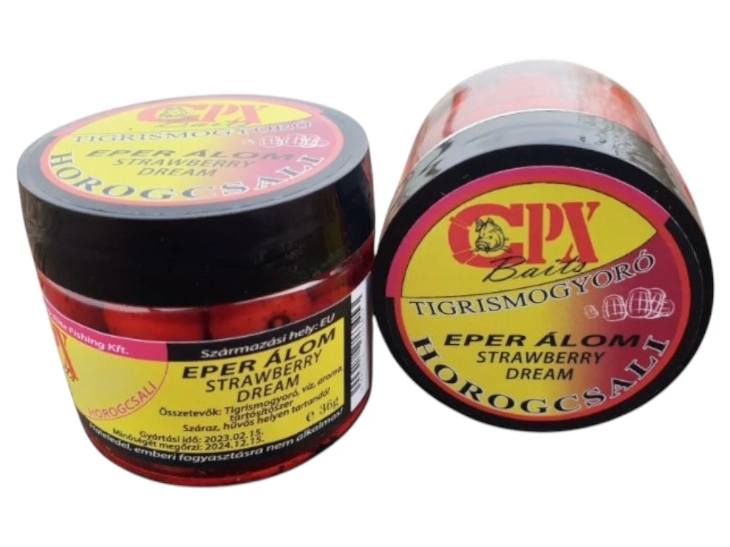 CPX Baits Főtt színezett Large tigrismogyoró horogcsali - Eper Álom - 36 gramm -