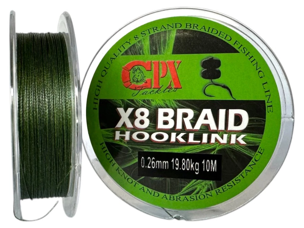 CPX X8 Braid Hooklink - 10m fonott előke - 0,08mm/4,52kg