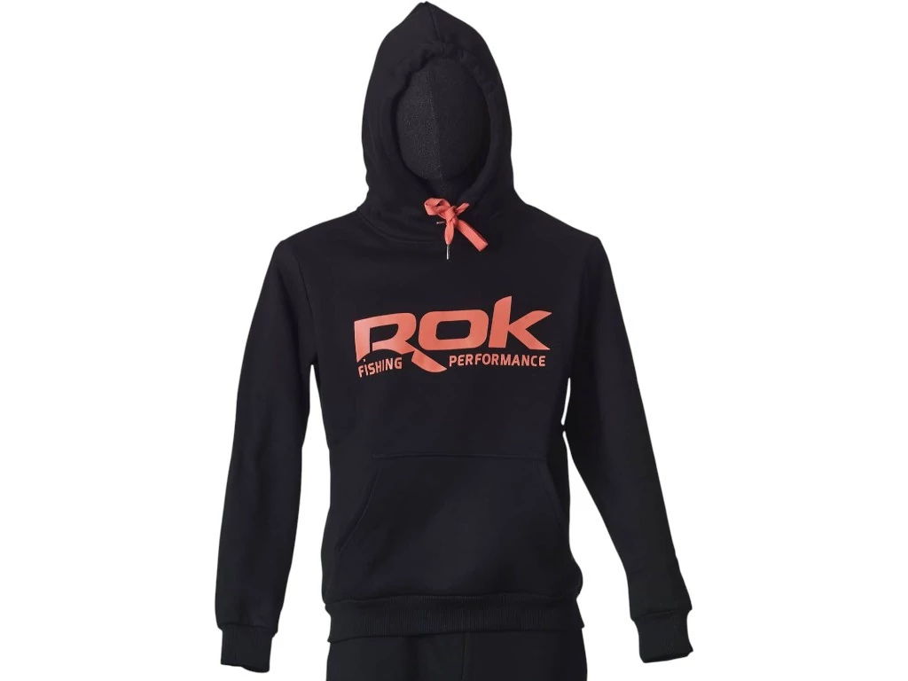 ROK - BLACK HOODIE - Kapucnis fekete pulóver - M