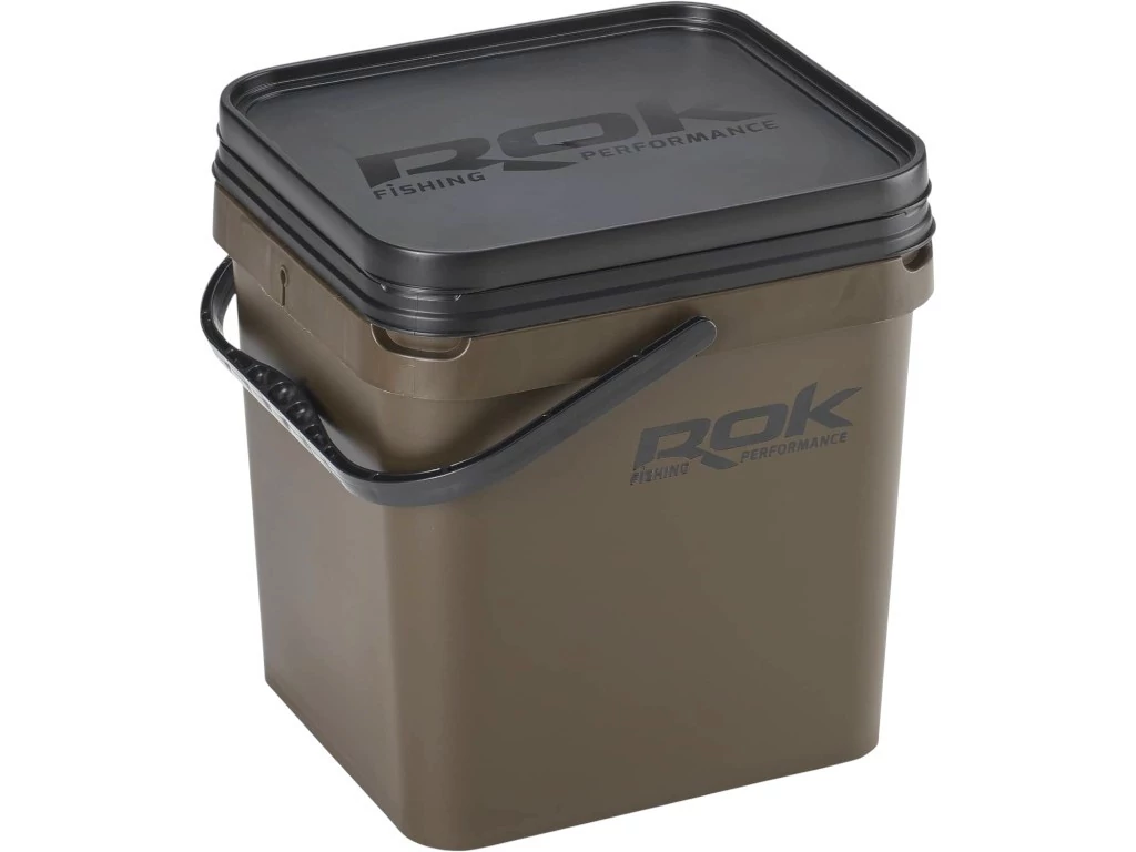 ROK 17 literes Szögletes Csalis vödör + betét + tető szett Square Bait Bucket + Basin Black set - Zöld