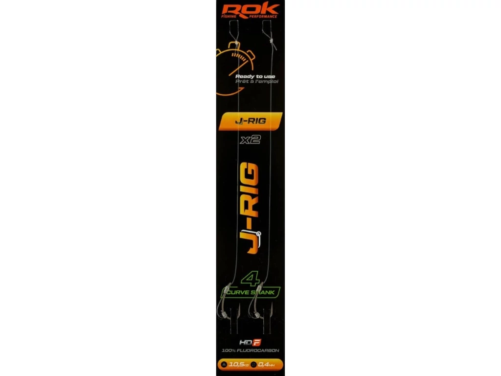 ROK J-RIG Curve Shank - 2db/csomag - előkötött horog - 4 - 0,40mm