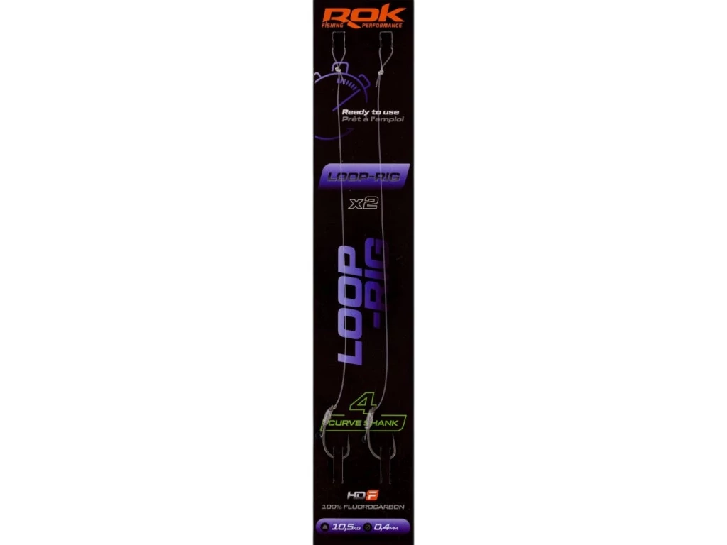 ROK LOOP RIG Curve Shank - 2db/csomag - előkötött horog - 4 - 0,40mm