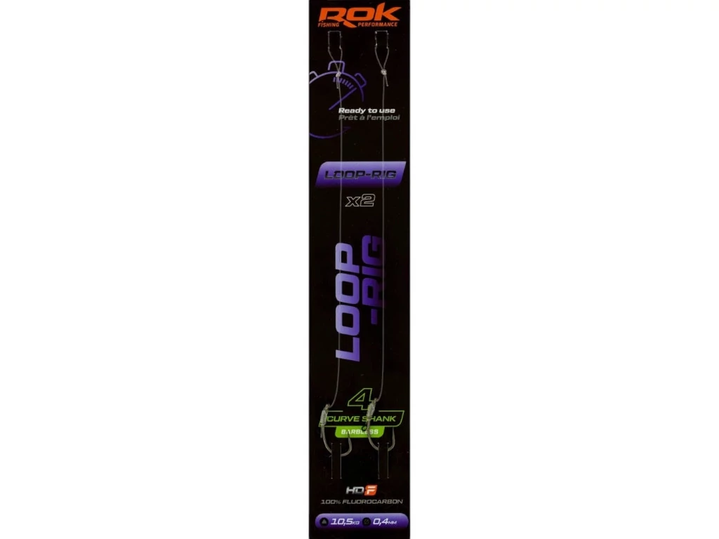 ROK LOOP RIG Curve Shank Barbless - 2db/csomag - előkötött szakáll nélküli horog  4 - 0,40mm