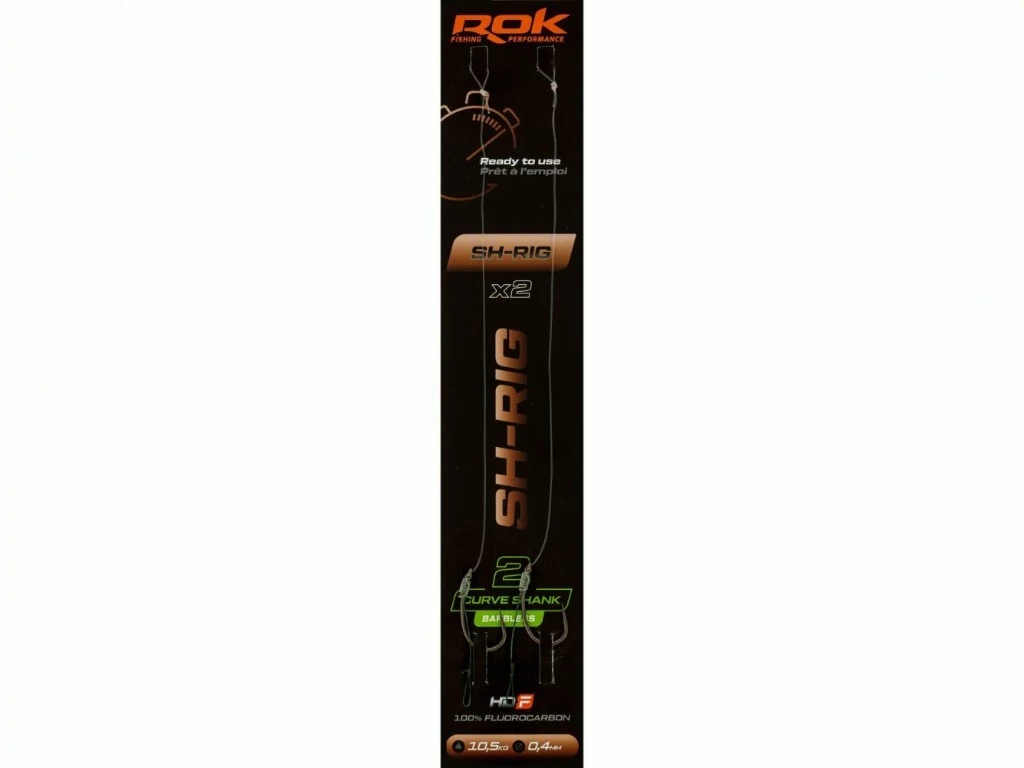 ROK SH-RIG Curve Shank Barbless - 2db/csomag - előkötött szakáll nélküli horog -  2 - 0,40mm