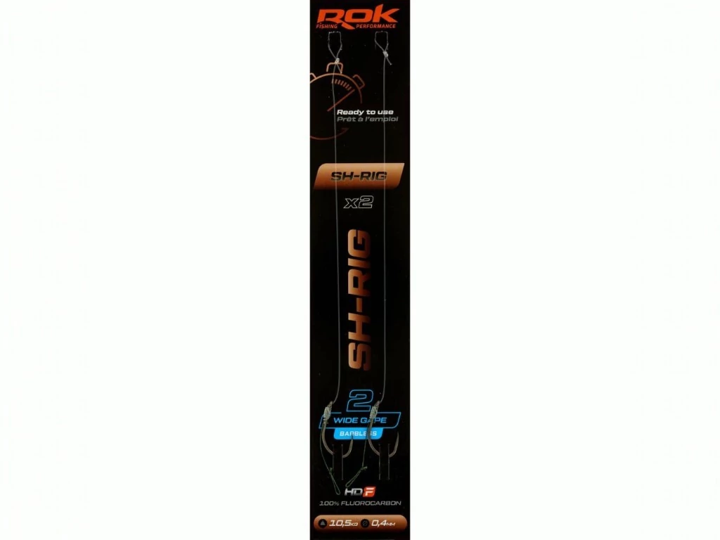 ROK SH-RIG Wide Gape Barbless - 2db/csomag - előkötött szakáll nélküli horog - 2 - 0,40mm