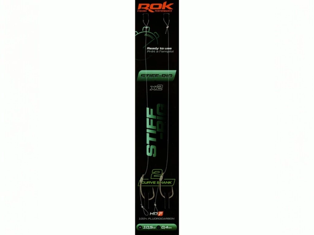 ROK STIFF RIG Curve Shank - 2db/csomag - előkötött horog - 2 - 0,40mm