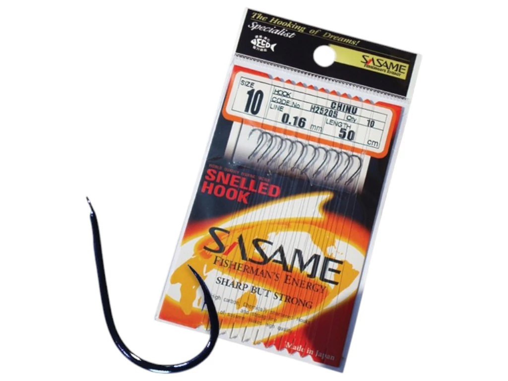 SASAME Chinu lapkás pontyozó, előkötött horog - 80cm - Nickel - 10db/csomag - 2-es 0,22mm zsinórral