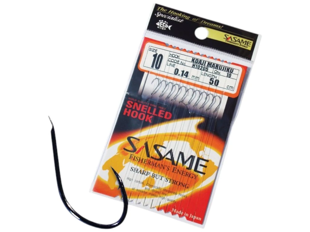 SASAME Koaji Marujiku lapkás pontyozó, keszegező előkötött horog - 80cm - Nickel - 10db/csomag - 2-es 0,22mm zsinórral
